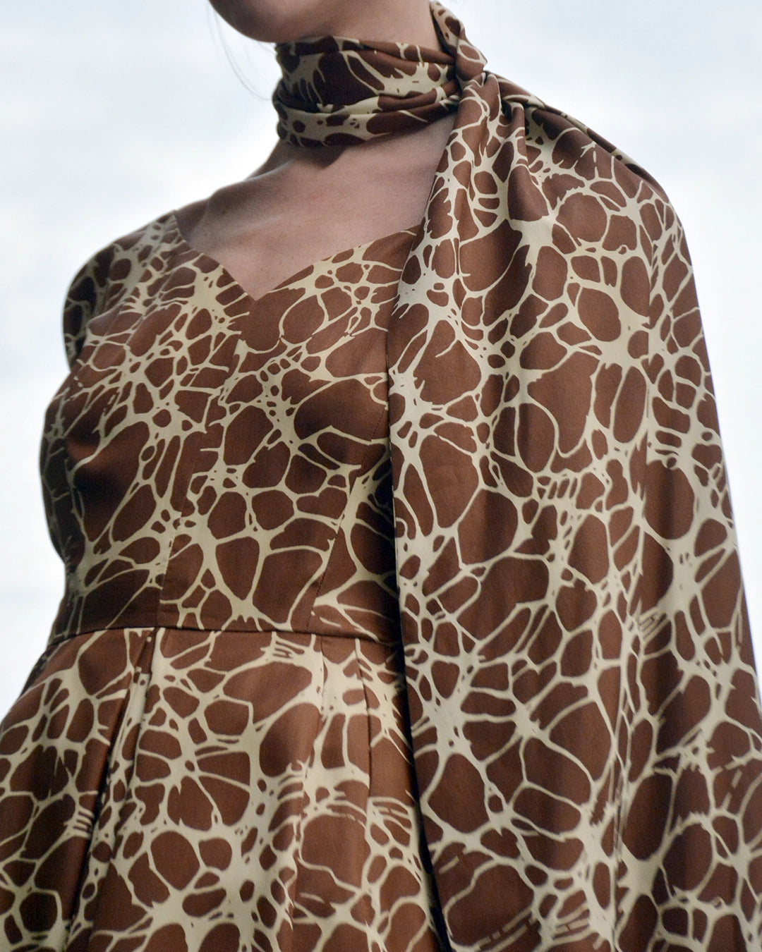 1950s Adele Simpson Printed Silk Sheath Dress with Matching Fringed Shawl/Sash