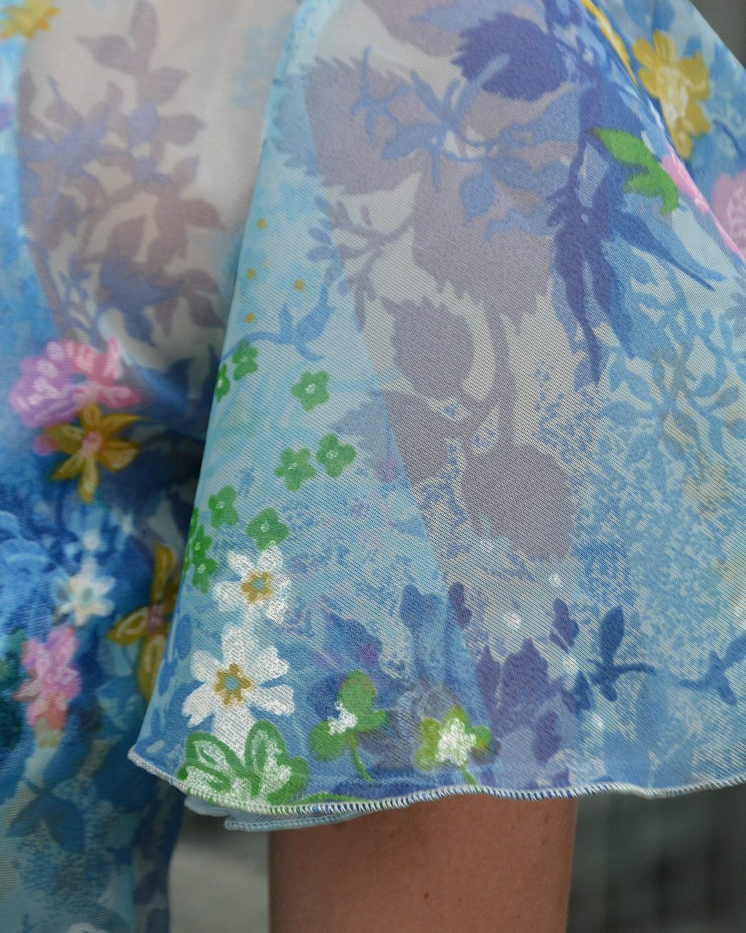 1970s Floral Halter Dress with Handpainted Details and Matching Wrap Bolero