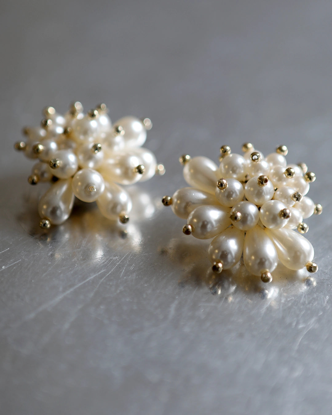 Vintage Pearl Cluster Starburst Earrings