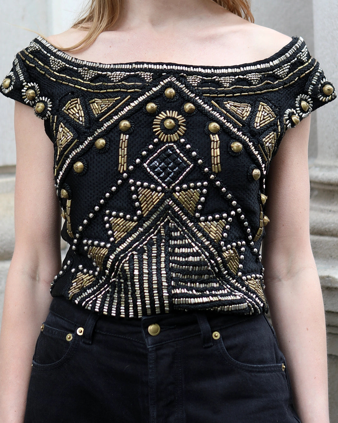 Vintage Gianni Versace Spring 1990 Embellished Top