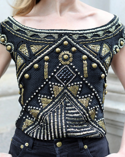 Vintage Gianni Versace Spring 1990 Embellished Top