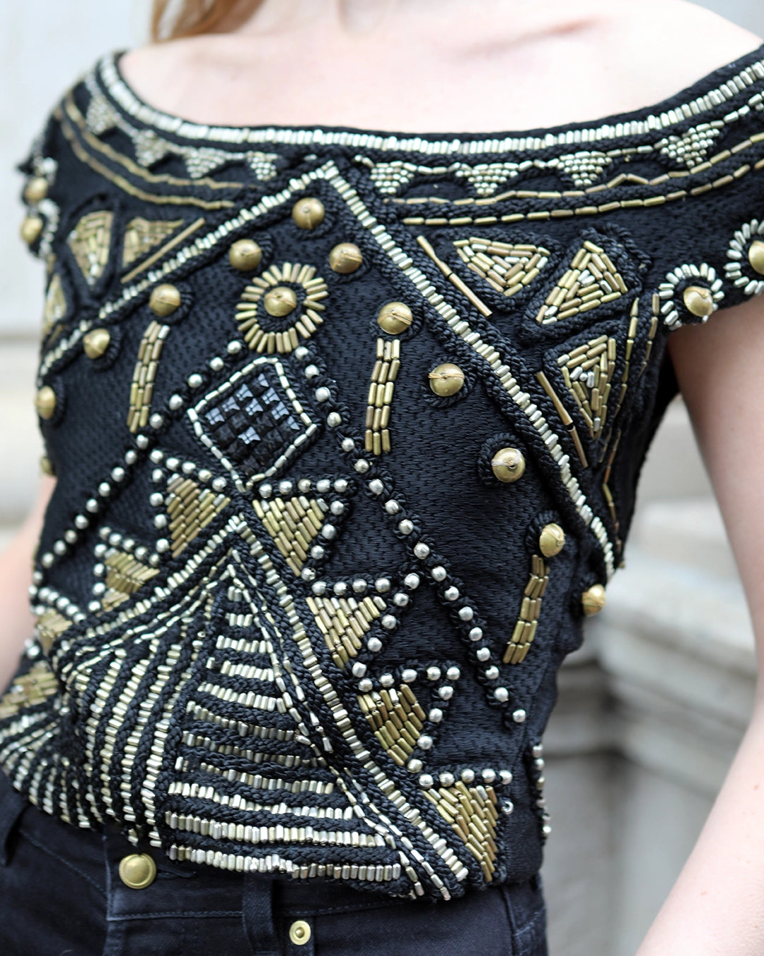 Vintage Gianni Versace Spring 1990 Embellished Top