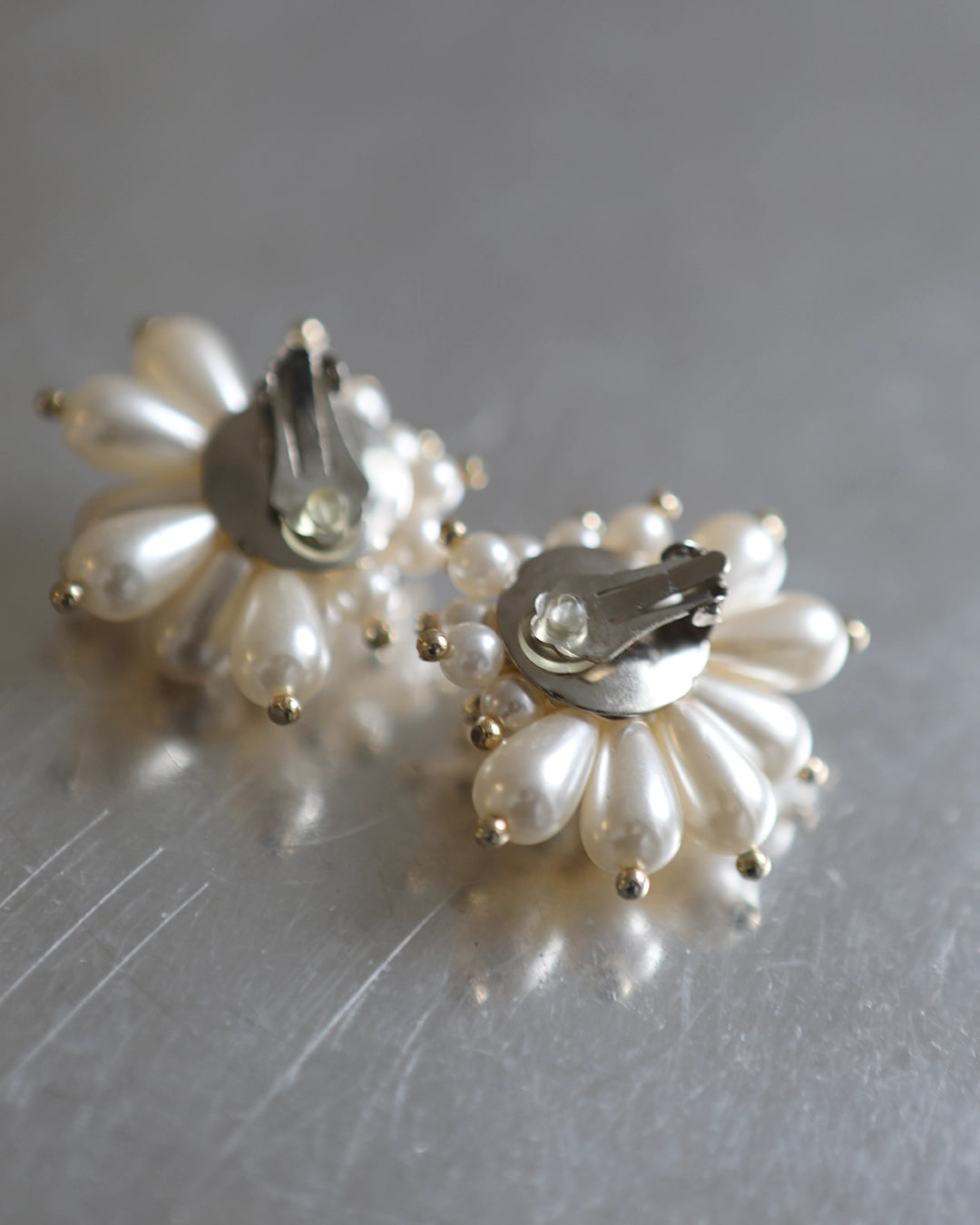 Vintage Pearl Cluster Starburst Earrings