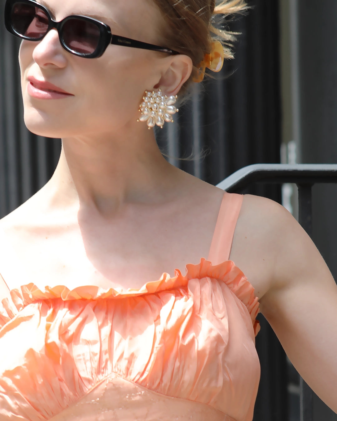 Vintage Pearl Cluster Starburst Earrings