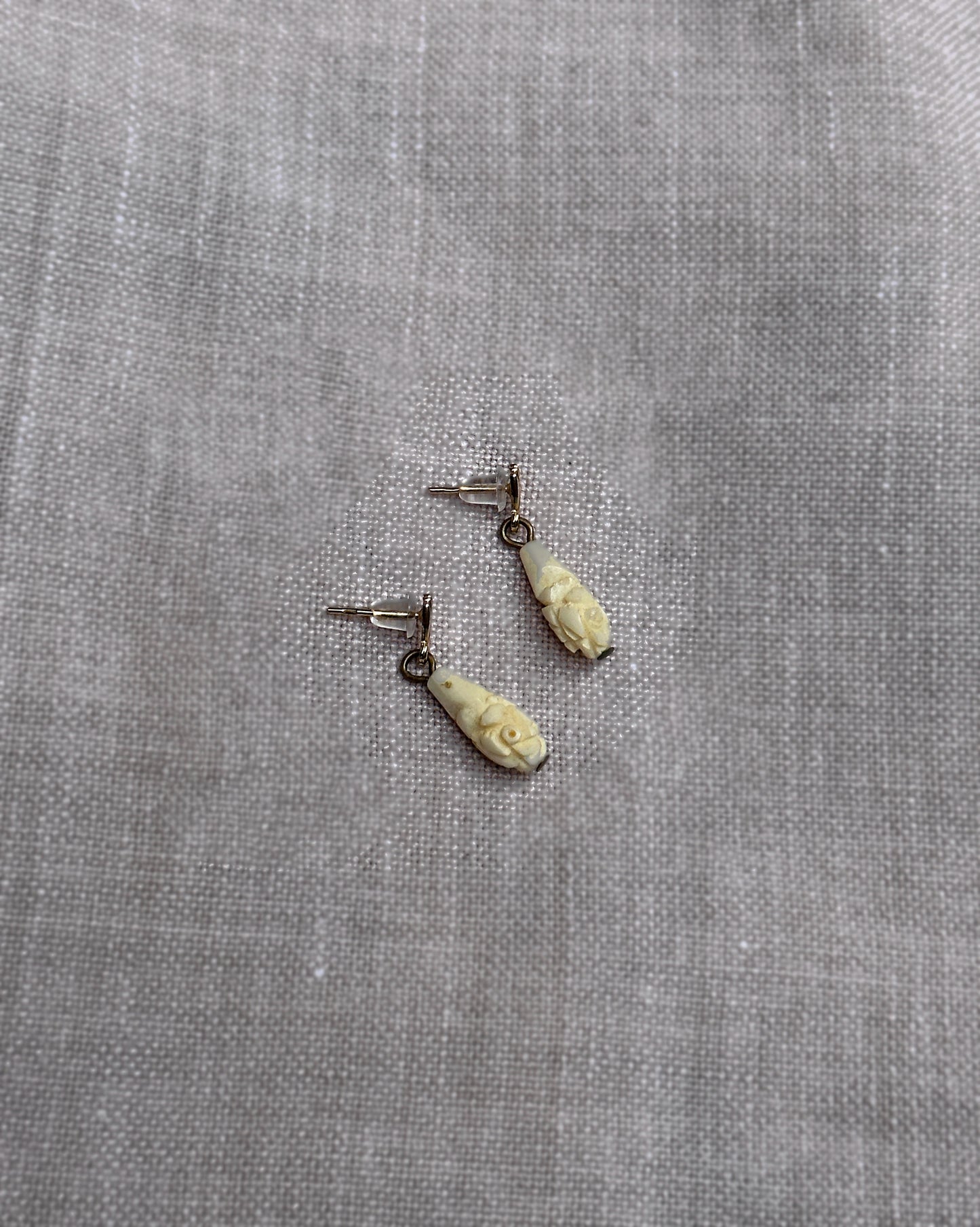 Antique Carved Bone Drop Earrings