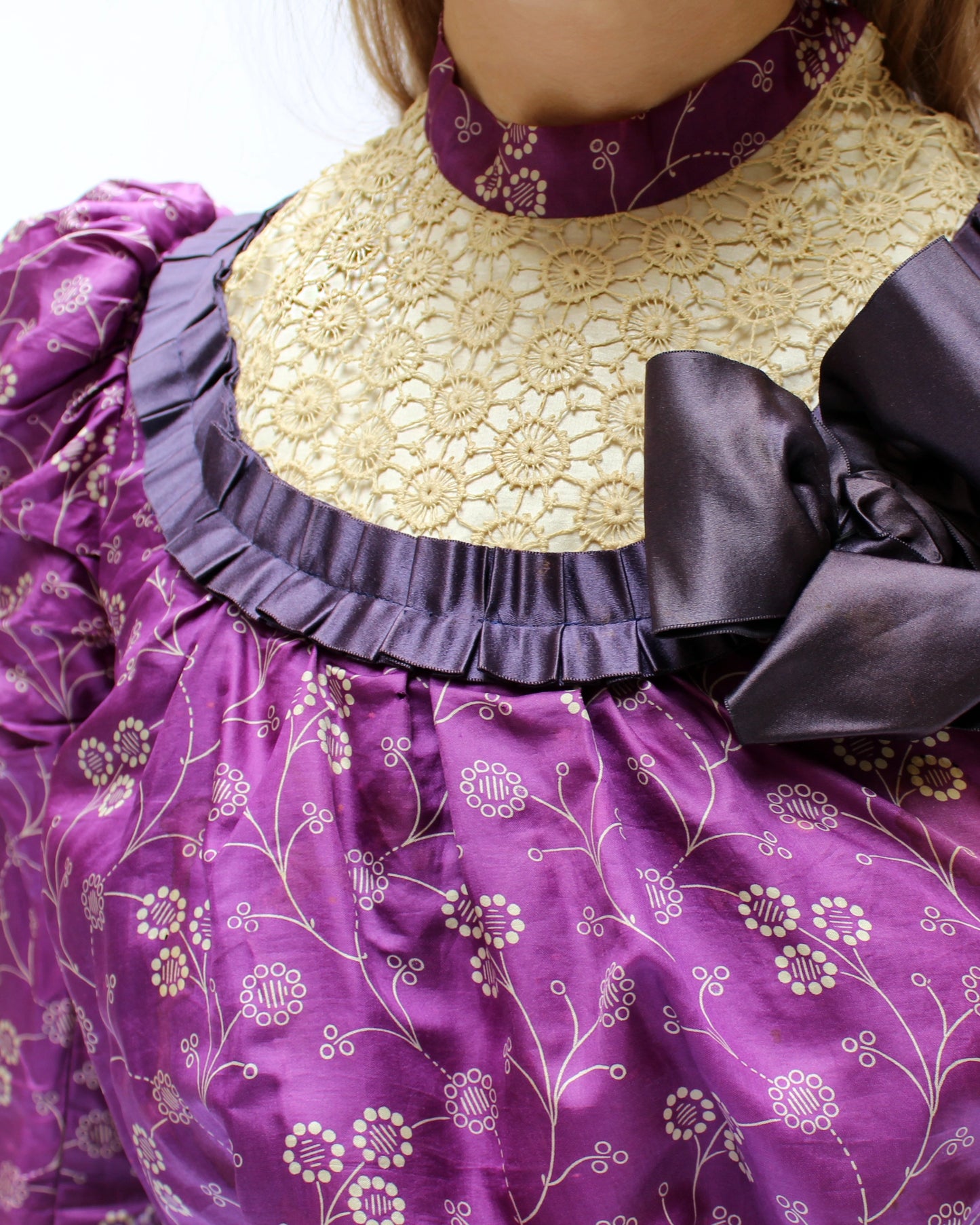 Antique Victorian Silk Bodice With Crochet Details