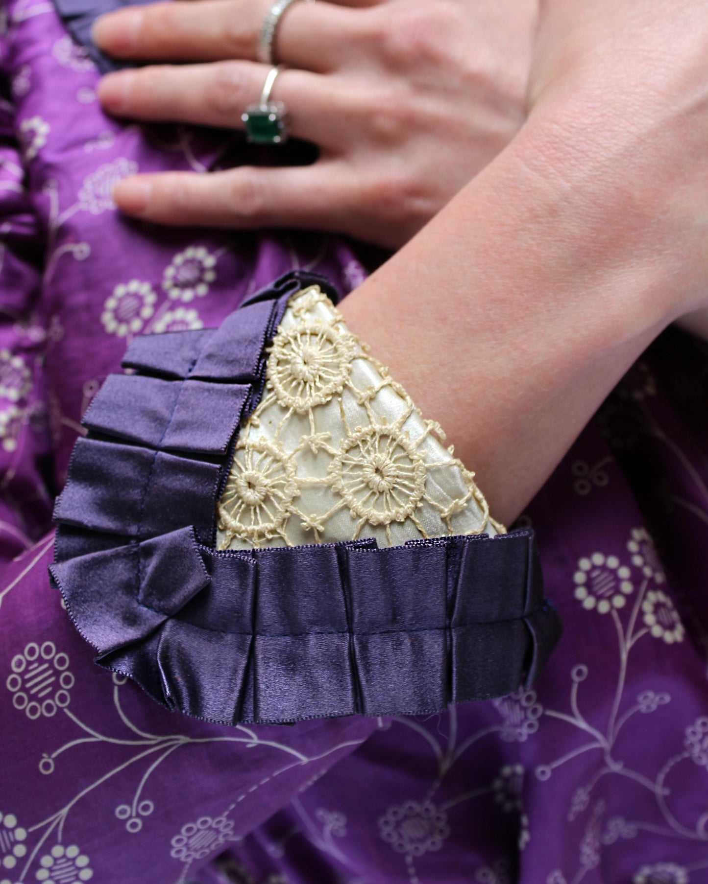 Antique Victorian Silk Bodice With Crochet Details