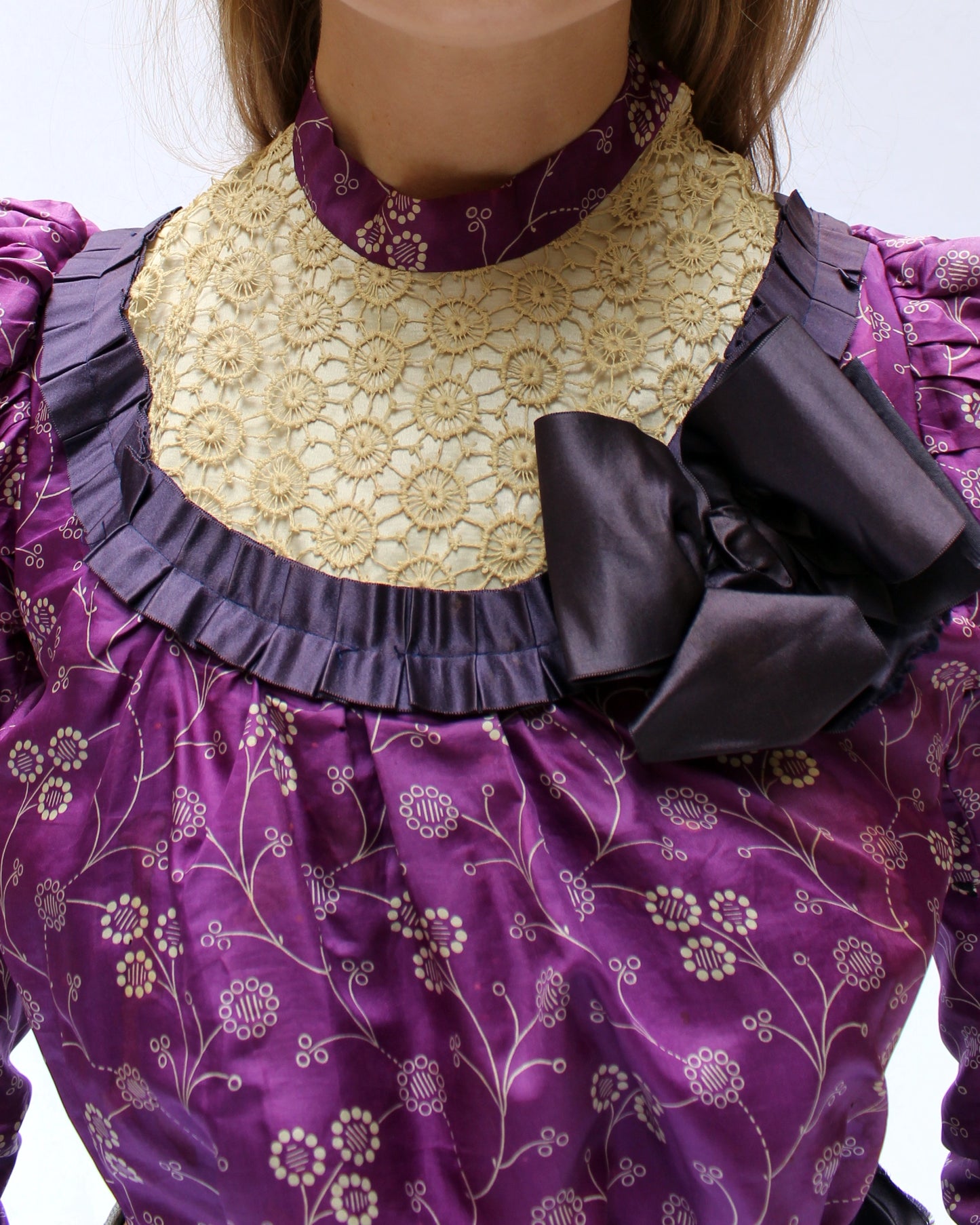 Antique Victorian Silk Bodice With Crochet Details