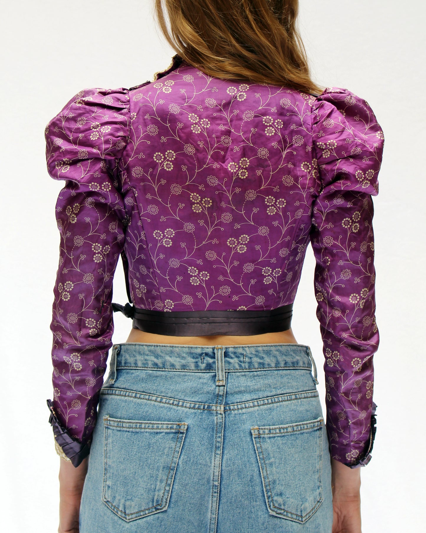 Antique Victorian Silk Bodice With Crochet Details