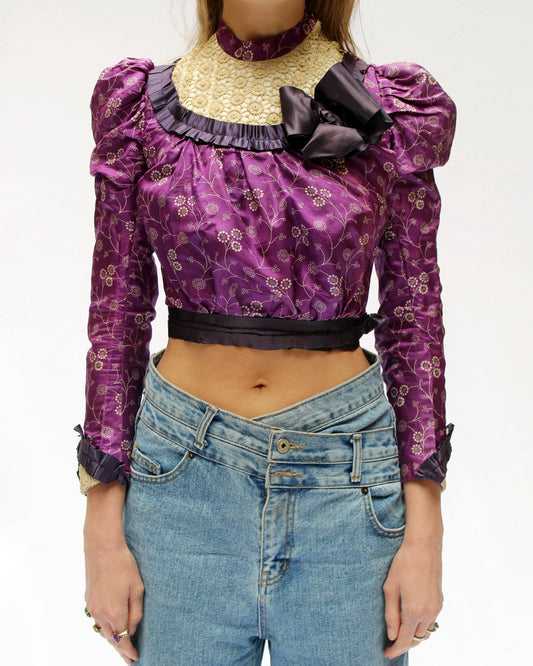 Antique Victorian Silk Bodice With Crochet Details