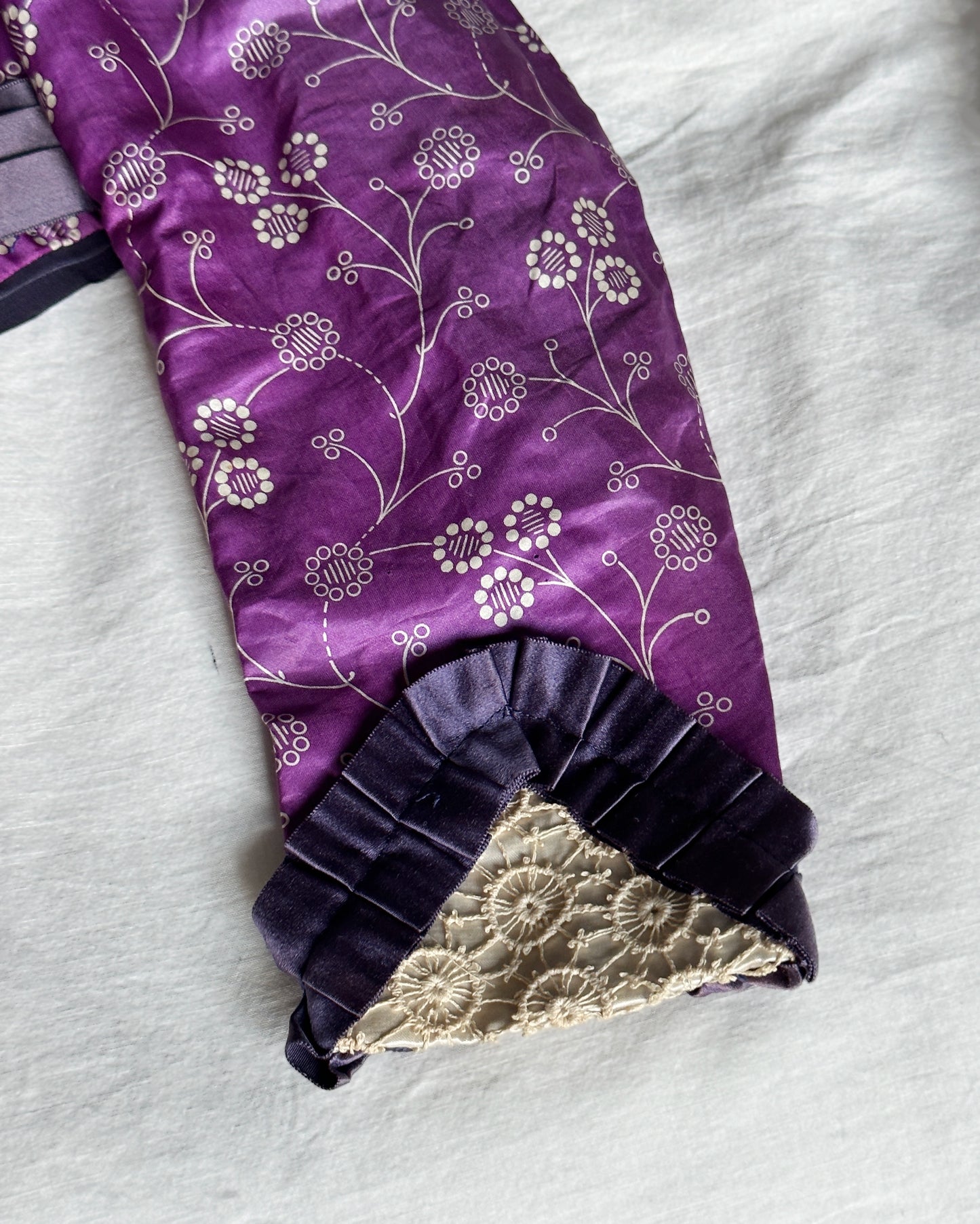 Antique Victorian Silk Bodice With Crochet Details