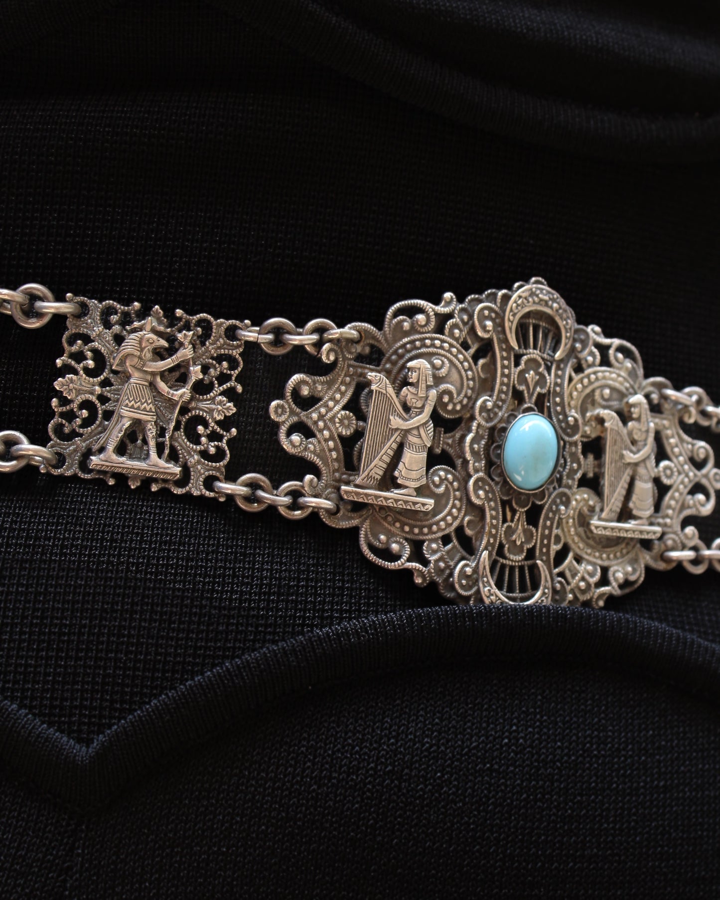 Antique 19th Century Egyptian Revival Silver Belt