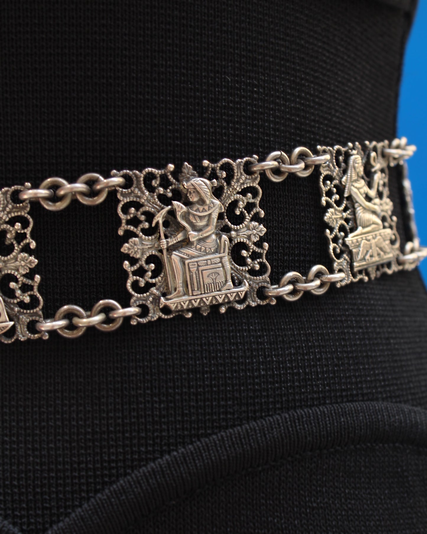 Antique 19th Century Egyptian Revival Silver Belt