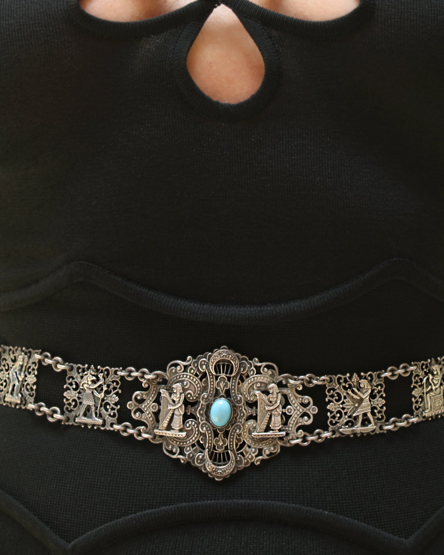 Antique 19th Century Egyptian Revival Silver Belt