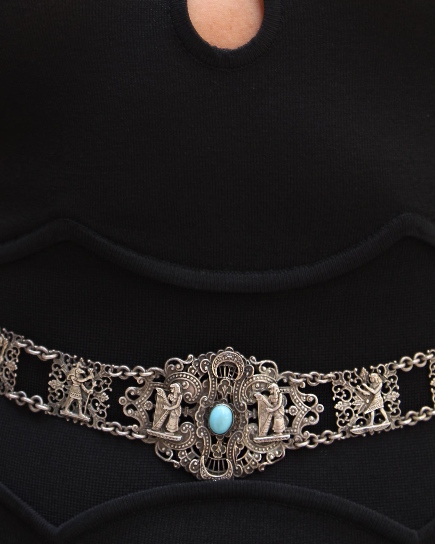 Antique 19th Century Egyptian Revival Silver Belt