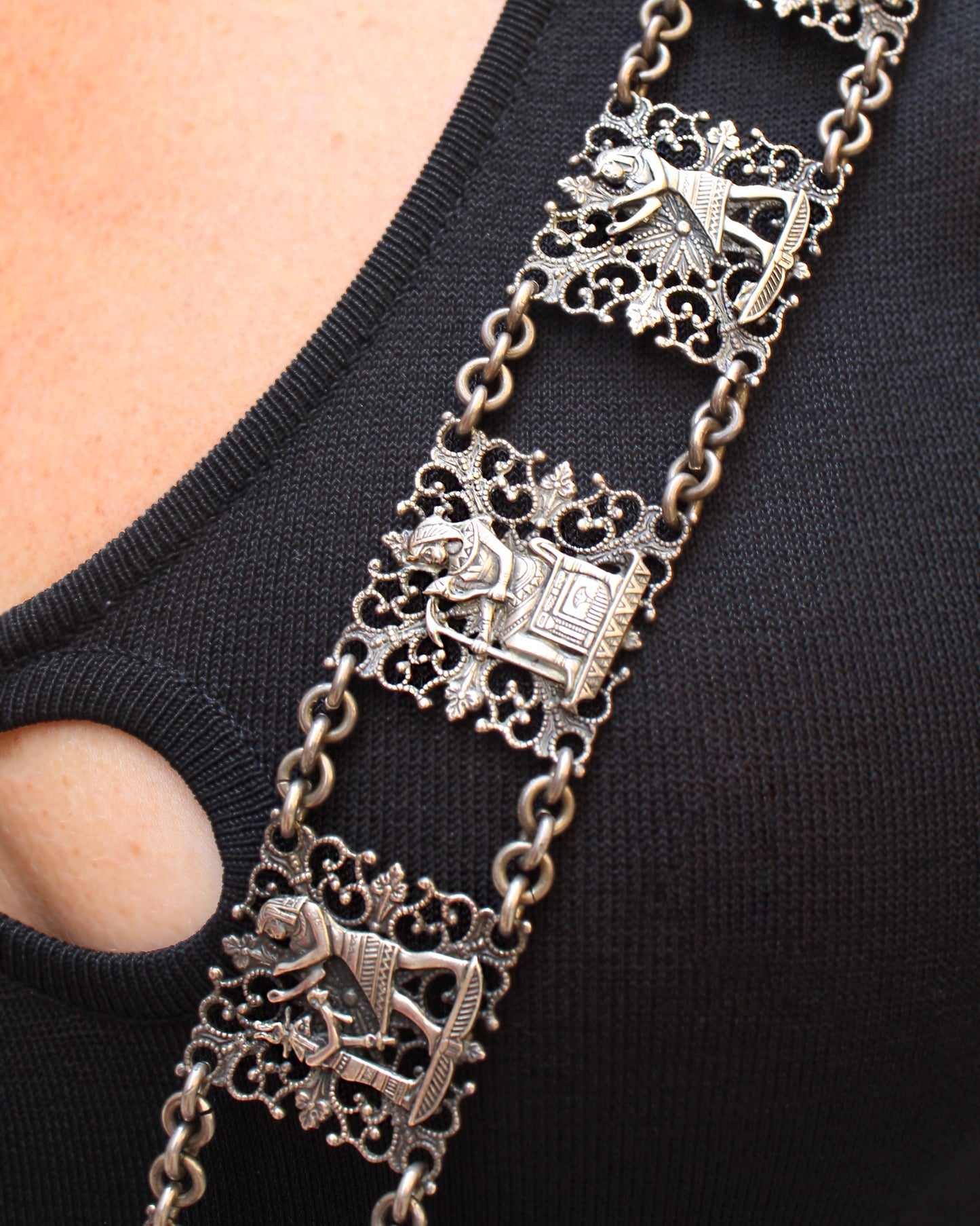 Antique 19th Century Egyptian Revival Silver Belt