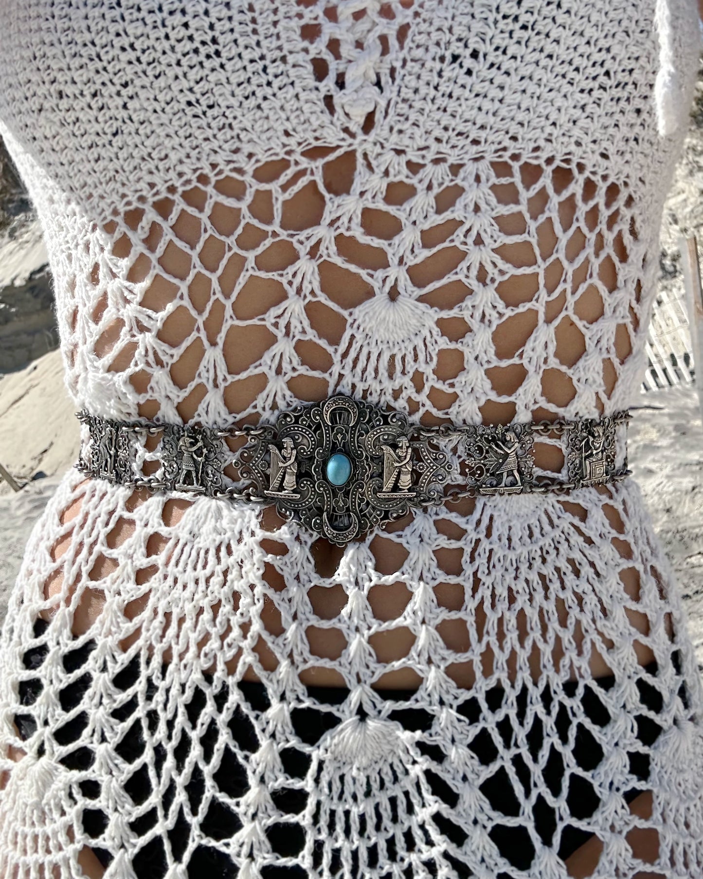 Antique 19th Century Egyptian Revival Silver Belt