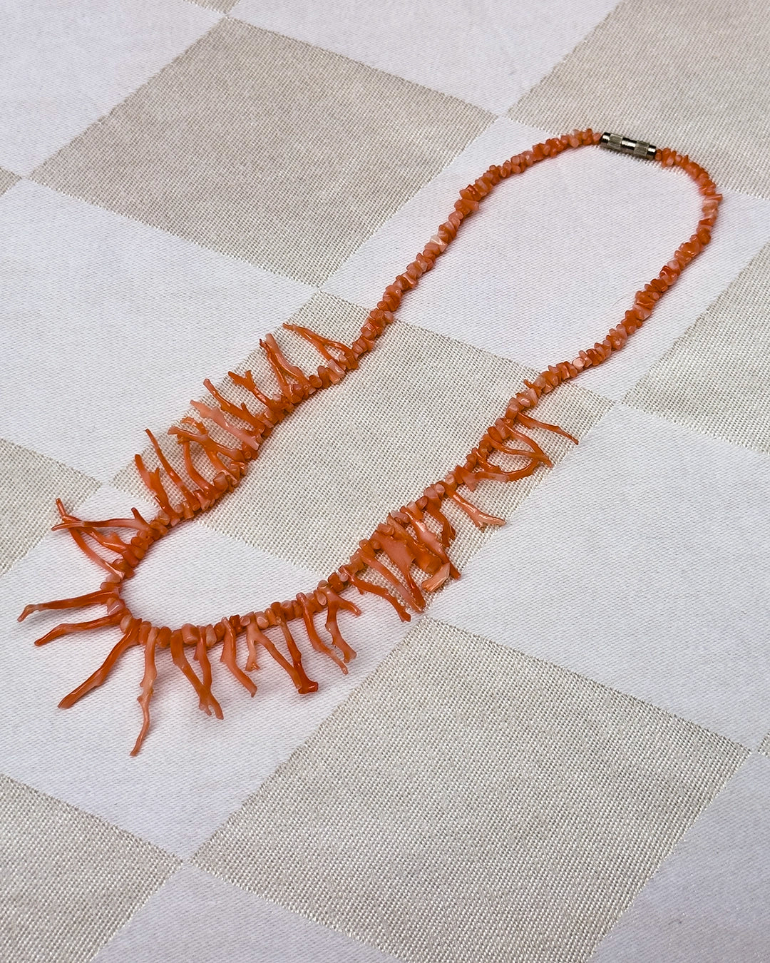 Antique Pink Coral Branch Necklace
