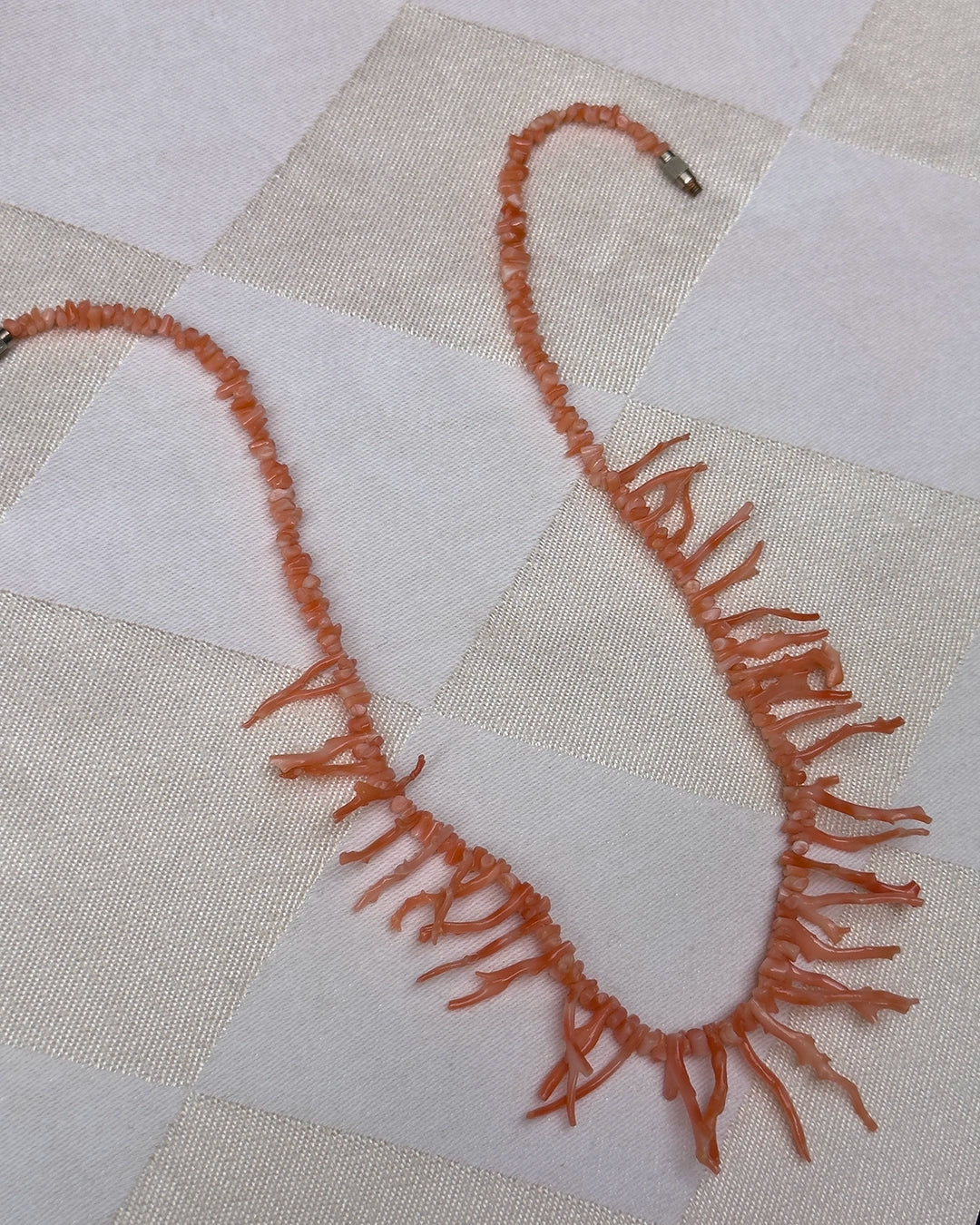 Antique Pink Coral Branch Necklace