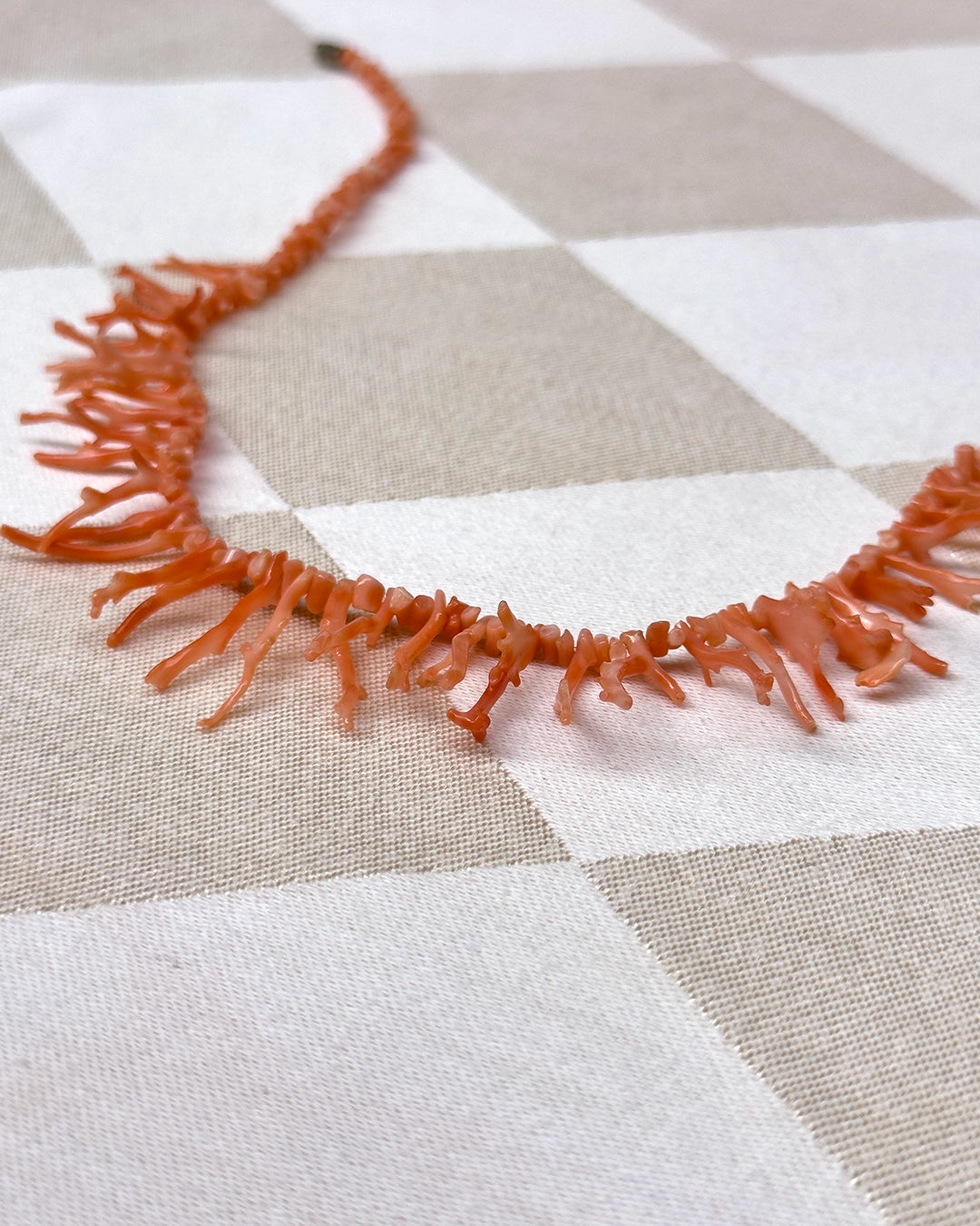 Antique Pink Coral Branch Necklace
