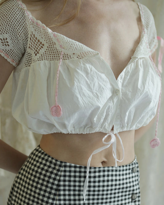 Antique Edwardian Hand-Crochet Corset Cover