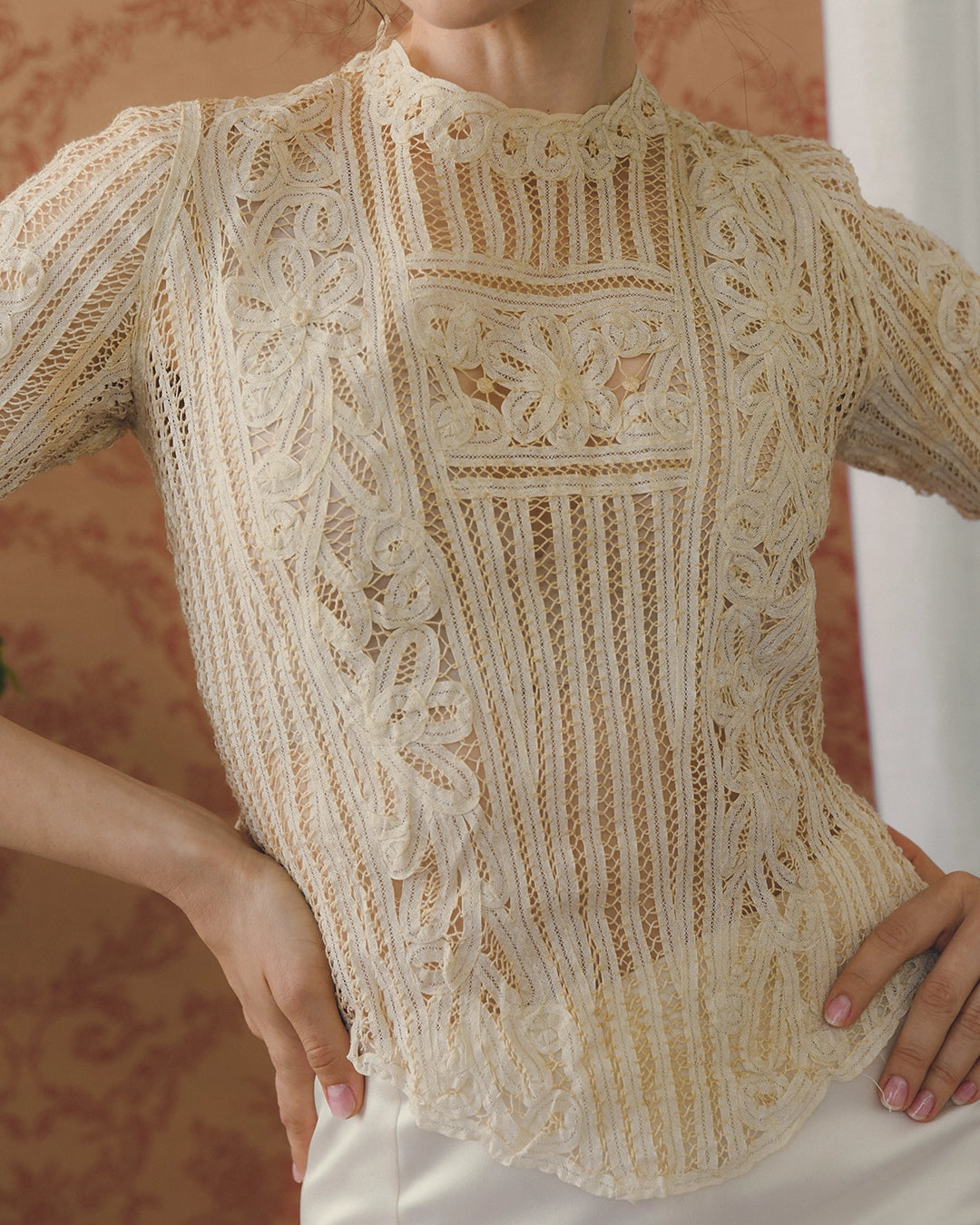 Antique Late Victorian Handmade Battenburg Lace Bodice