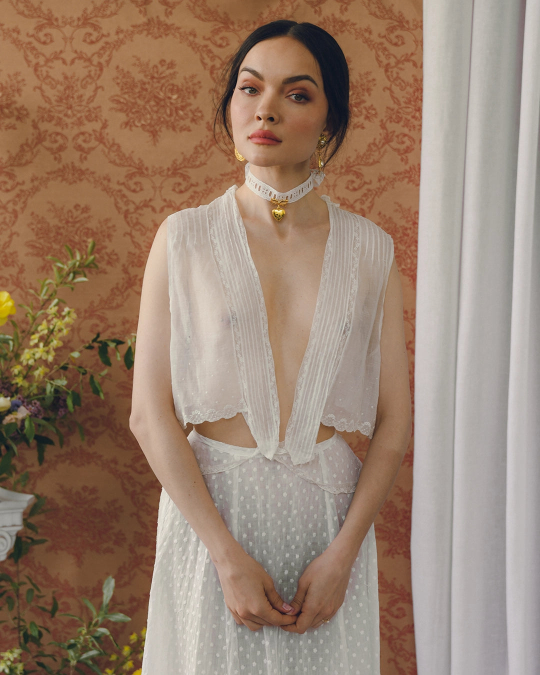 Antique 1880s Victorian Lace-Inset Chemise With Hand-Embroidered Broderie Anglaise