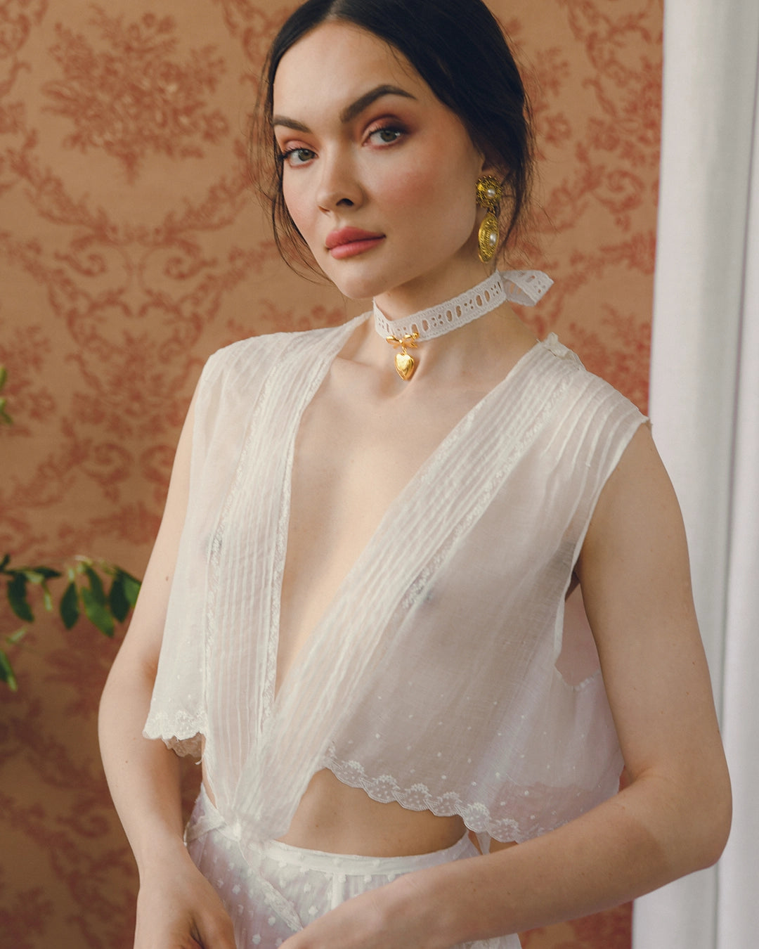 Antique 1880s Victorian Lace-Inset Chemise With Hand-Embroidered Broderie Anglaise
