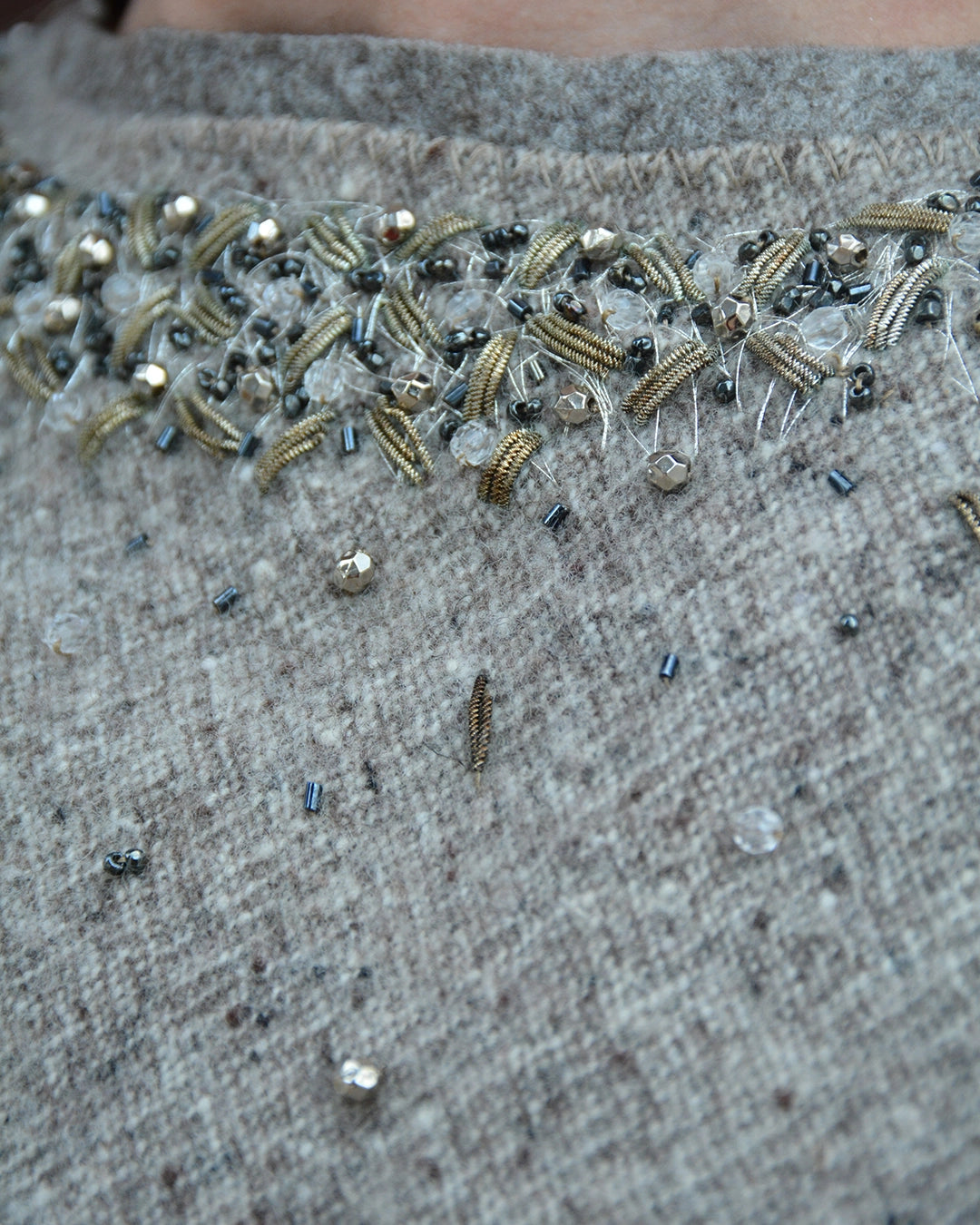Alberta Ferretti Cashmere Wool Embellished Shell