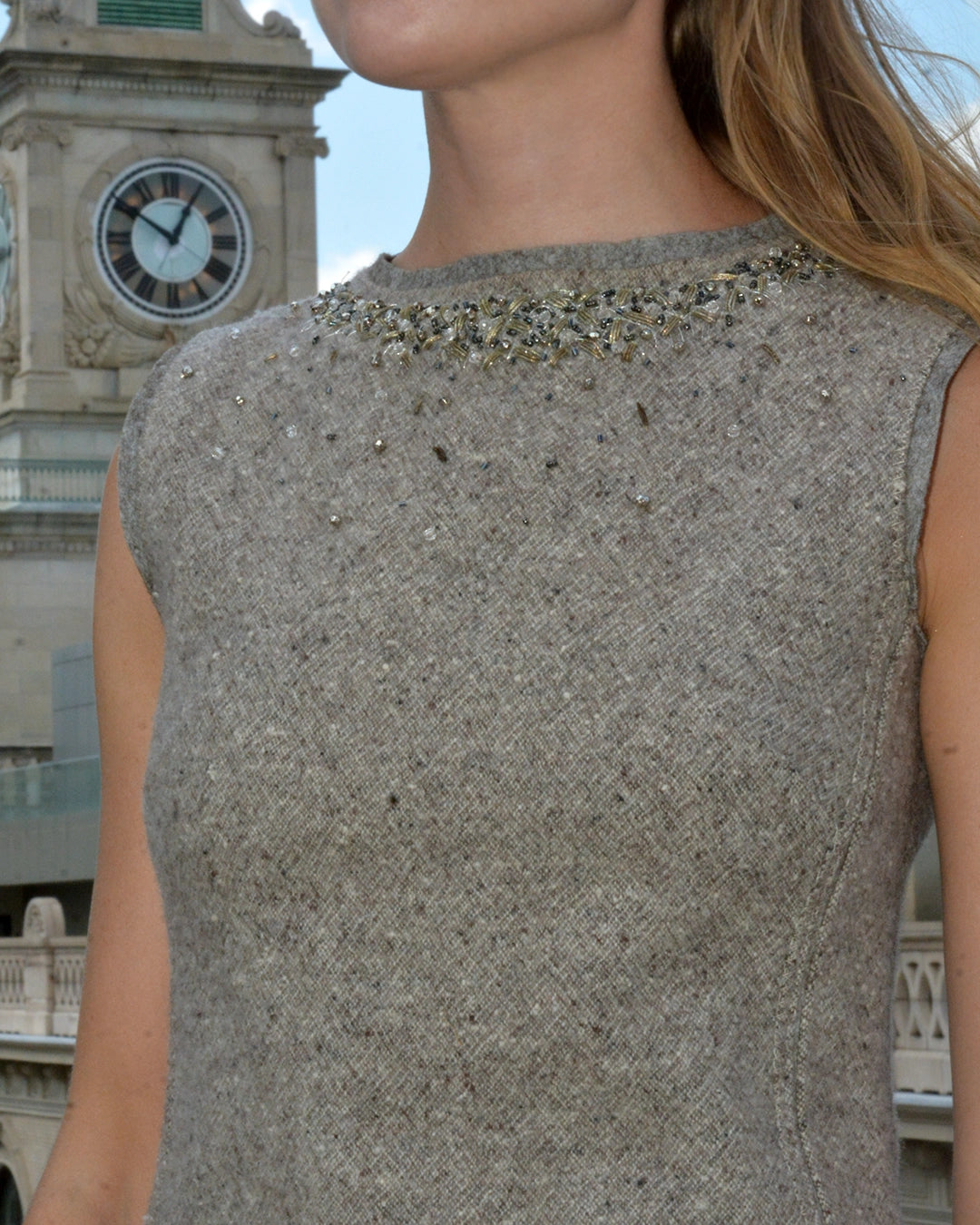 Alberta Ferretti Cashmere Wool Embellished Shell