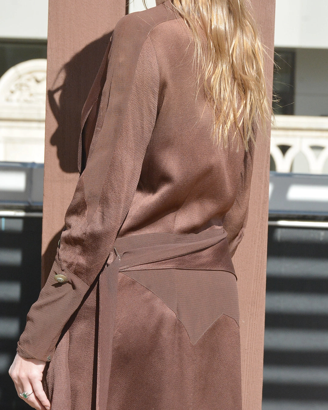 Antique 1920s Silk Crepe Long Sleeve Dress