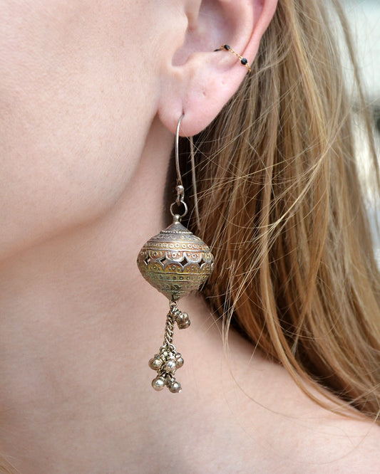 Antique Balkan Silver Filigree Drop Earrings