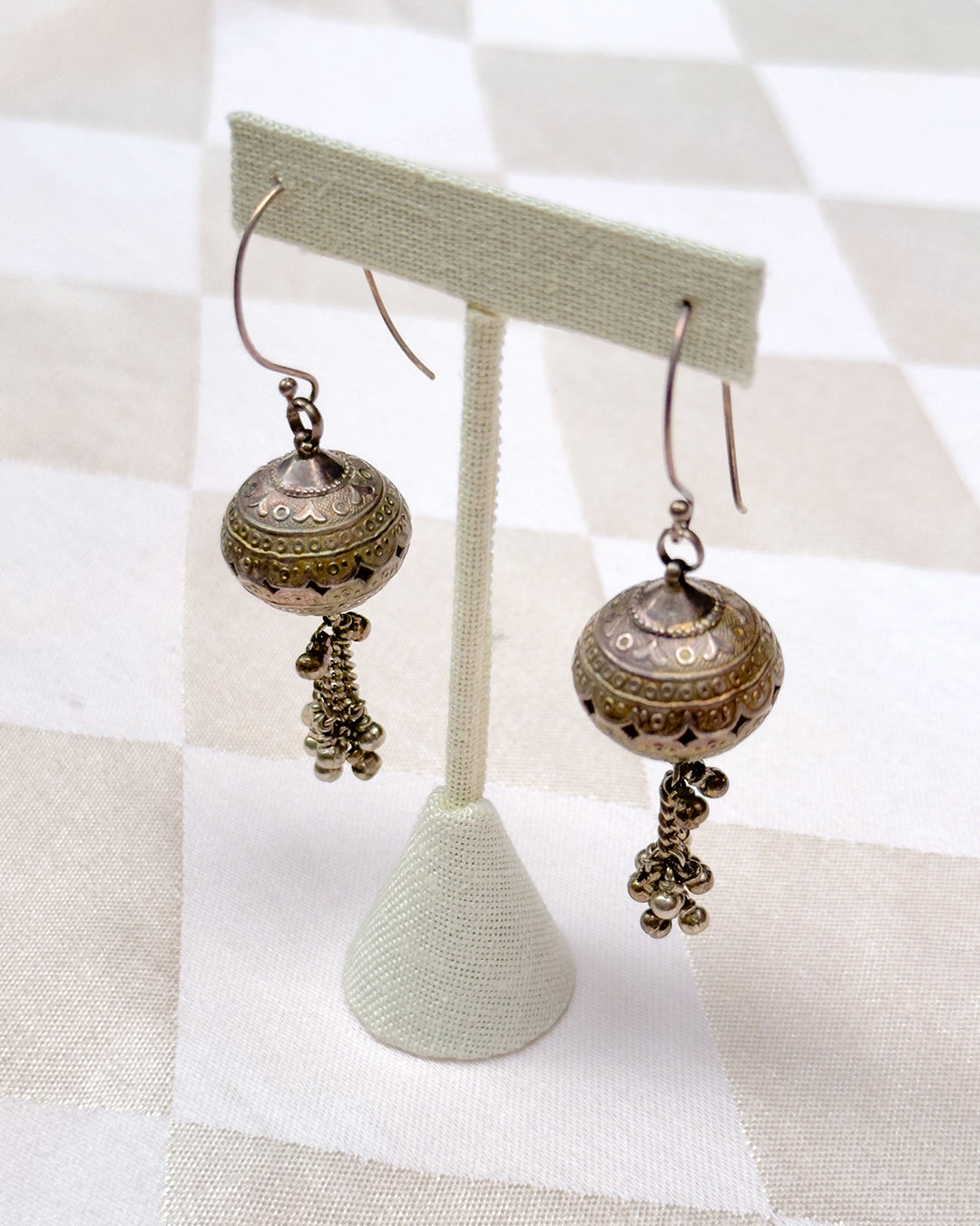 Antique Balkan Silver Filigree Drop Earrings