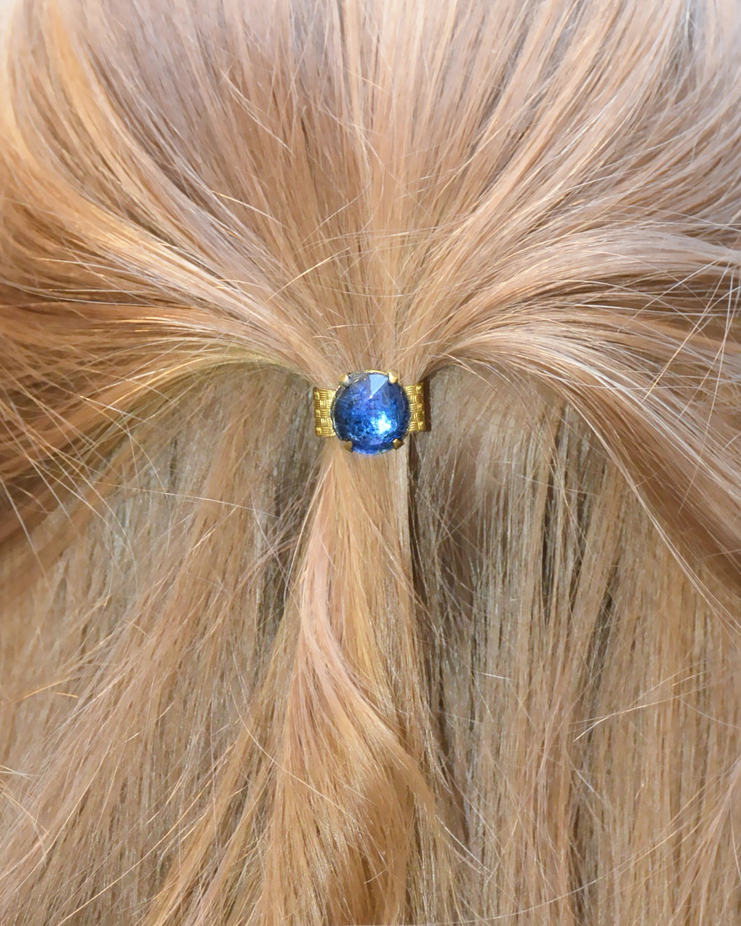 Antique Gold Barrette with Blue Stone