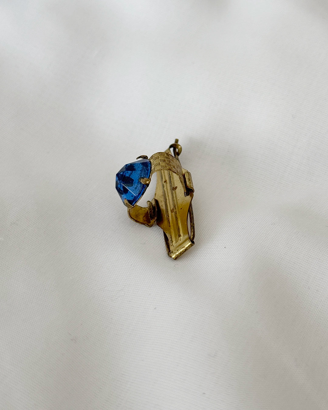 Antique Gold Barrette with Blue Stone