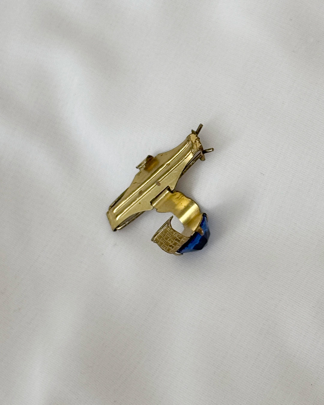 Antique Gold Barrette with Blue Stone