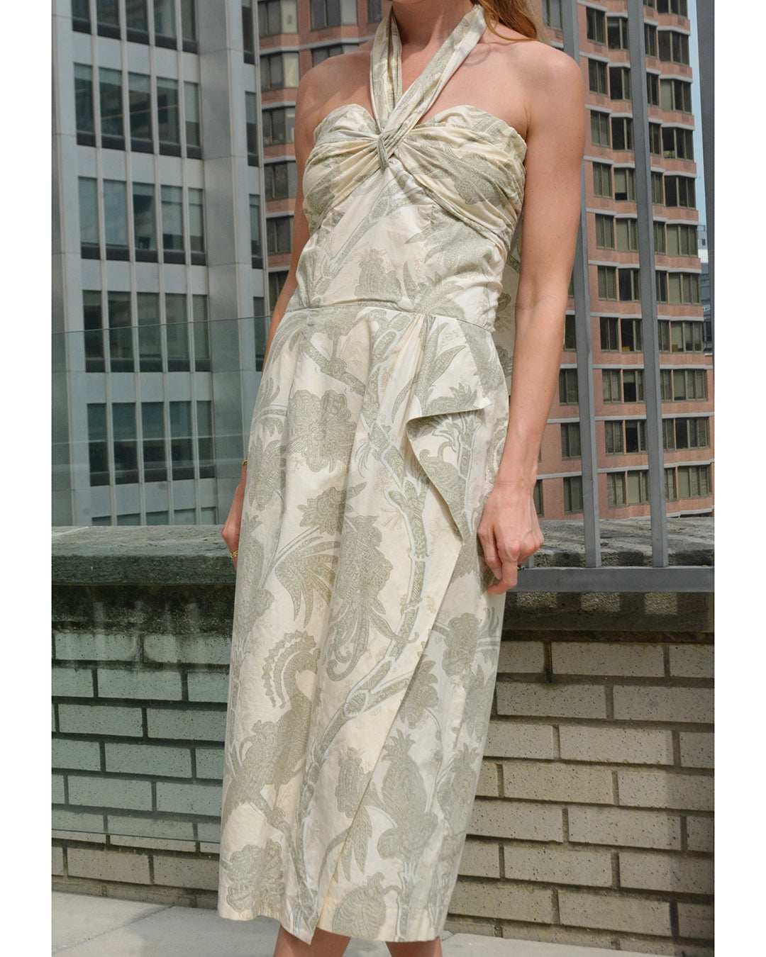 Vintage 1950s Halter-Neck Dress with Sarong-Style Skirt