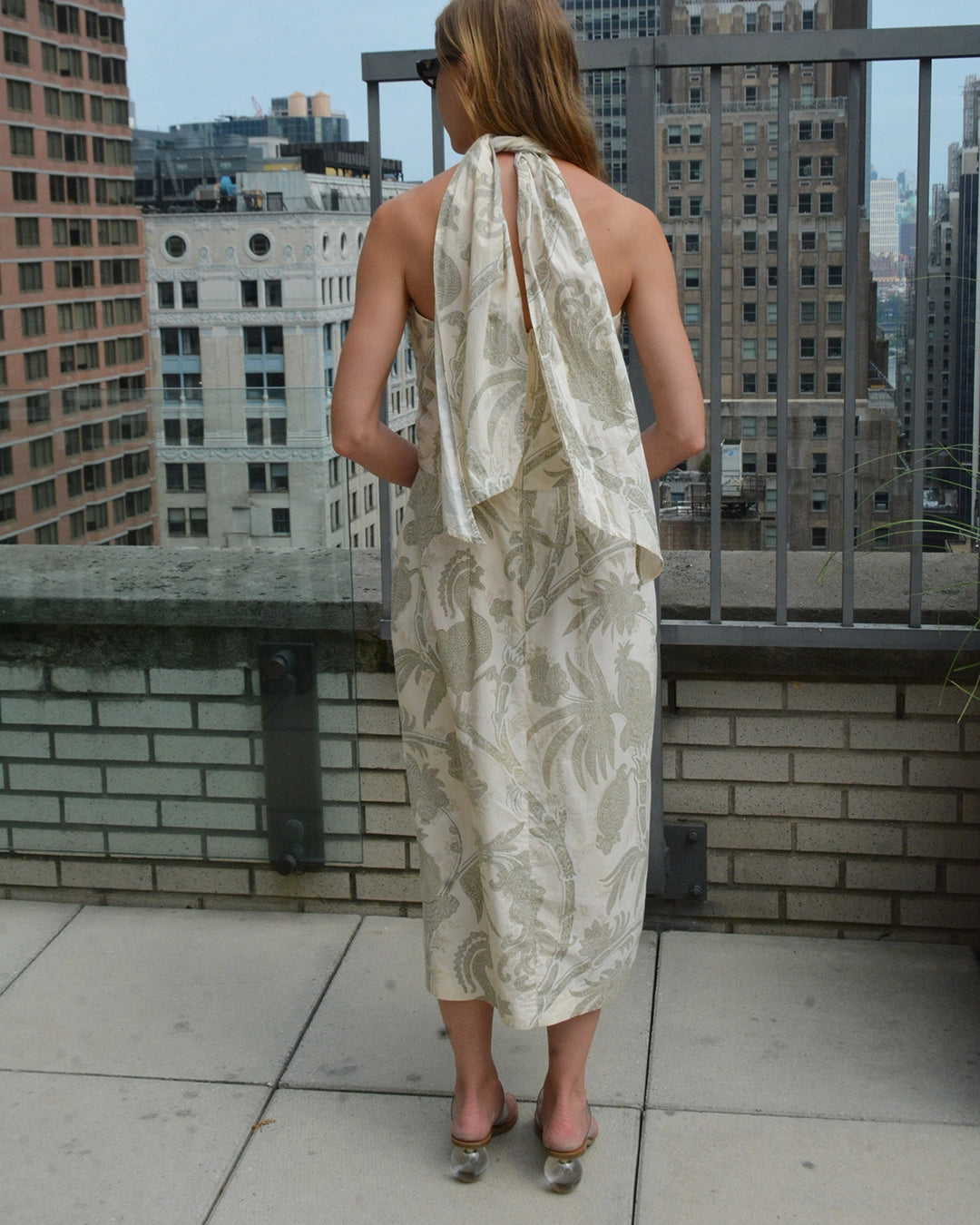 Vintage 1950s Halter-Neck Dress with Sarong-Style Skirt