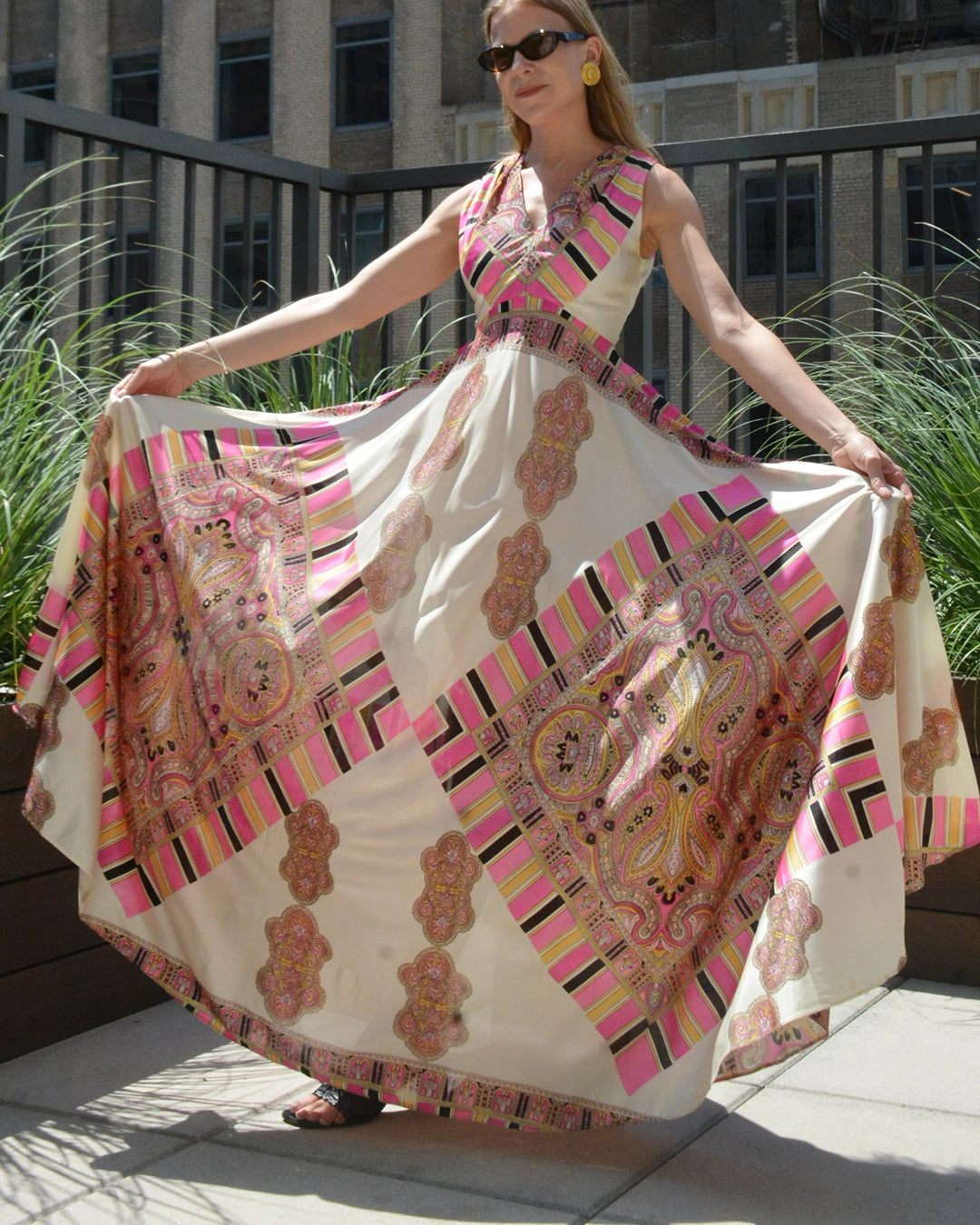 Vintage 1960s Paisley Pucci-Print Jersey Maxidress