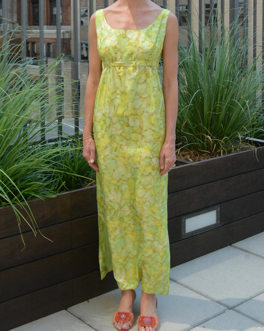 Vintage 1960s Empire Waist Silk Column Dress