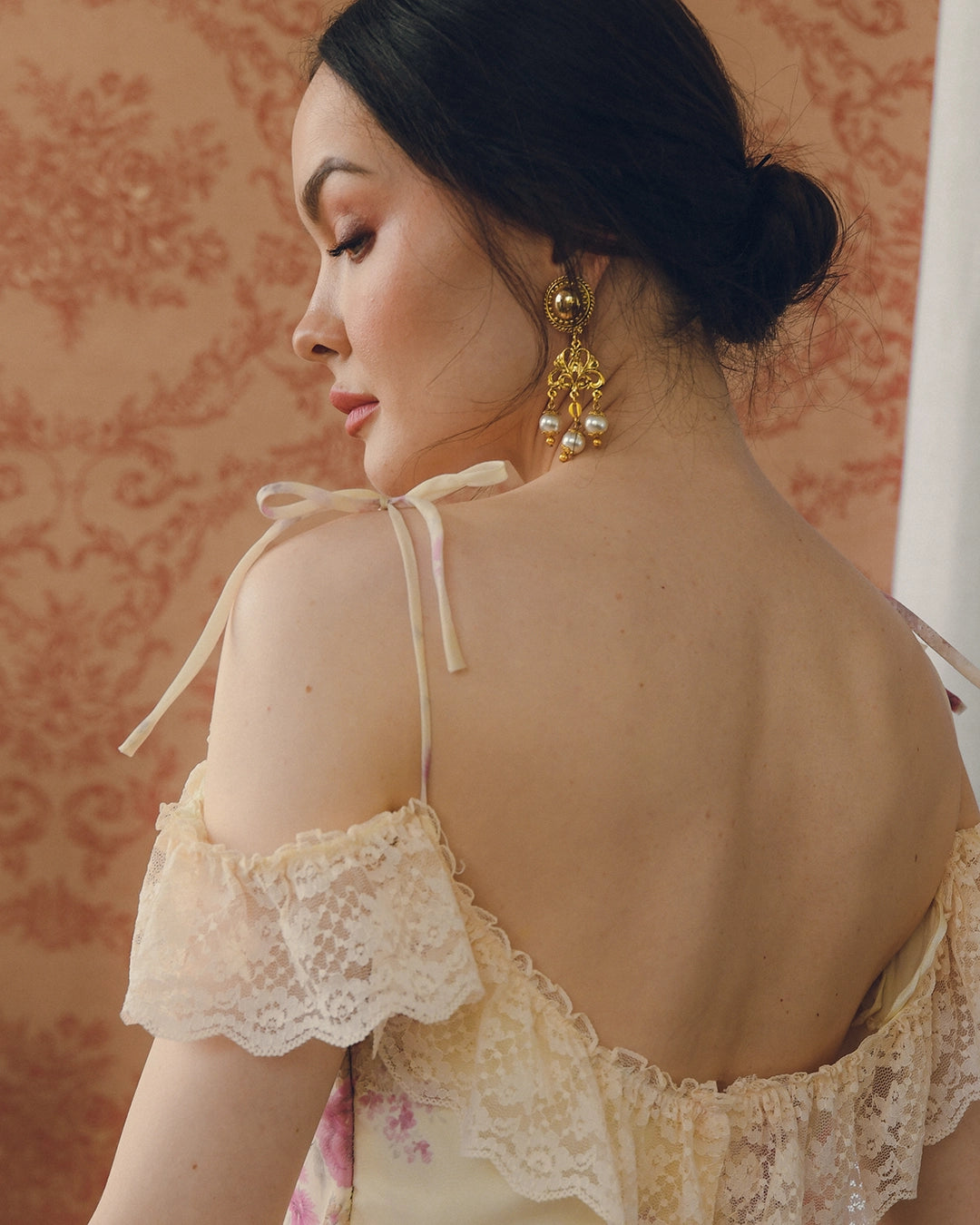 Vintage Gold And Pearl Rococo Girandole Chandelier Earrings