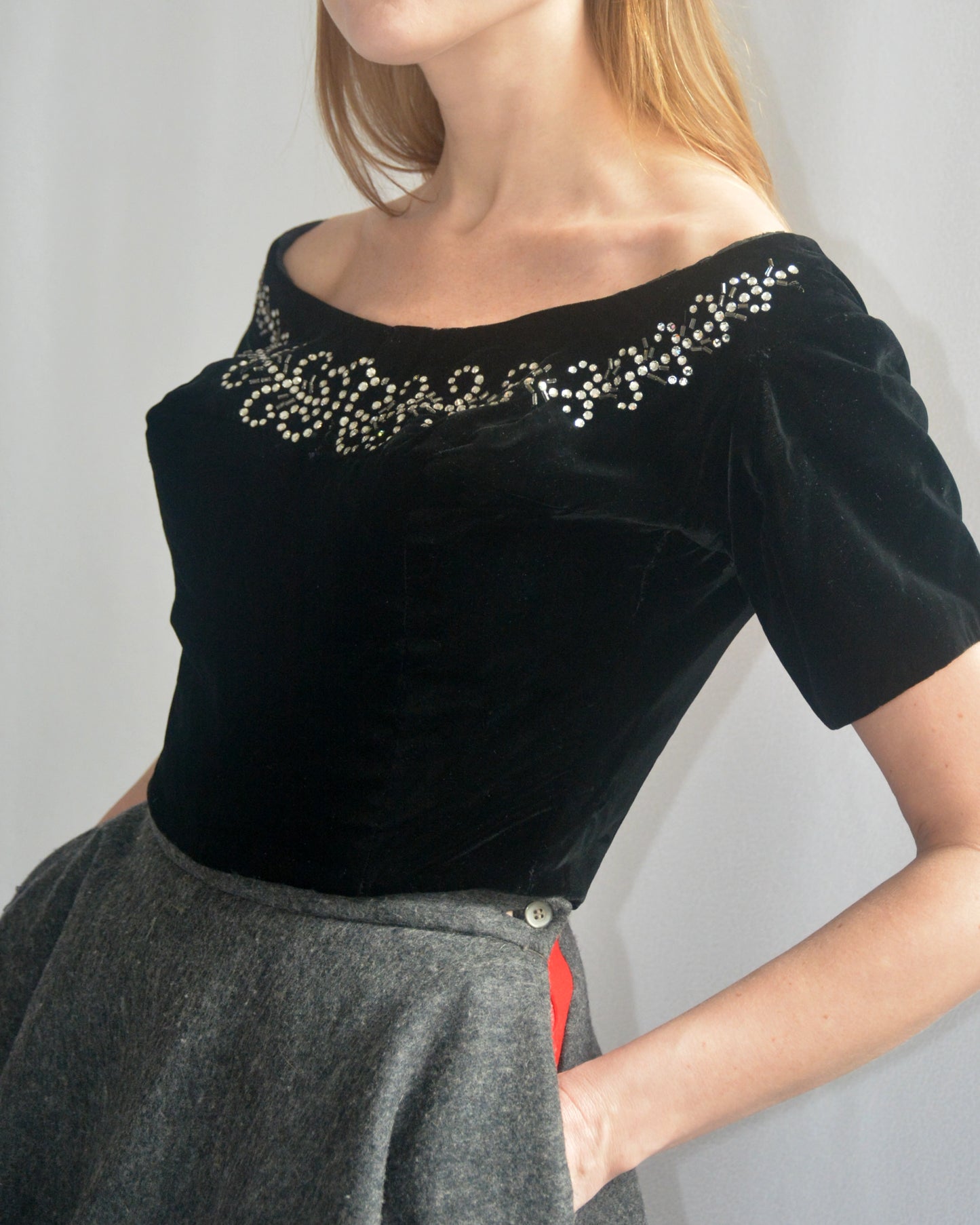 Vintage 1950s Velvet Corset Bodice
