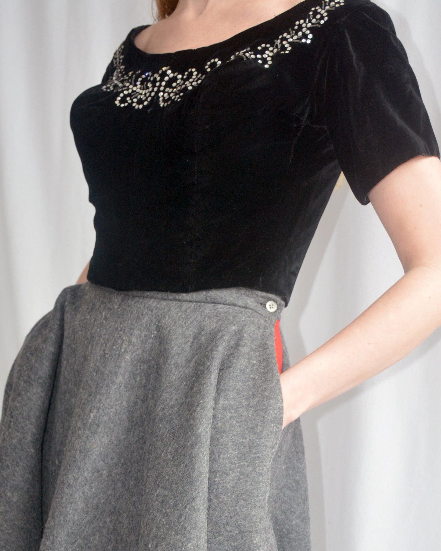 Vintage 1950s Velvet Corset Bodice