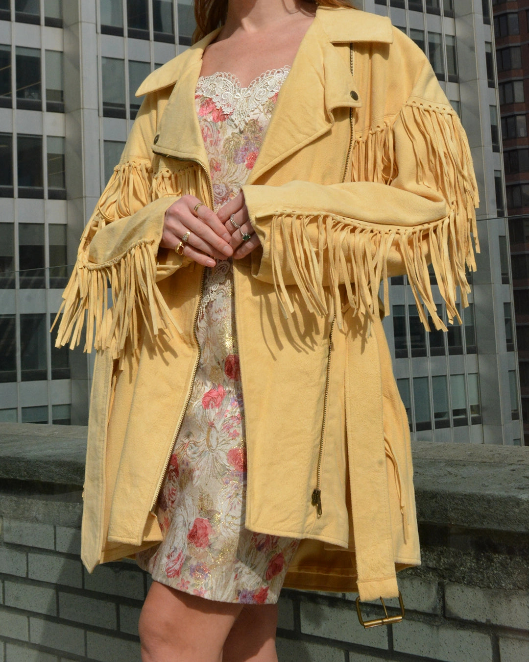 Designer Vintage 90s Suede Fringe Jacket