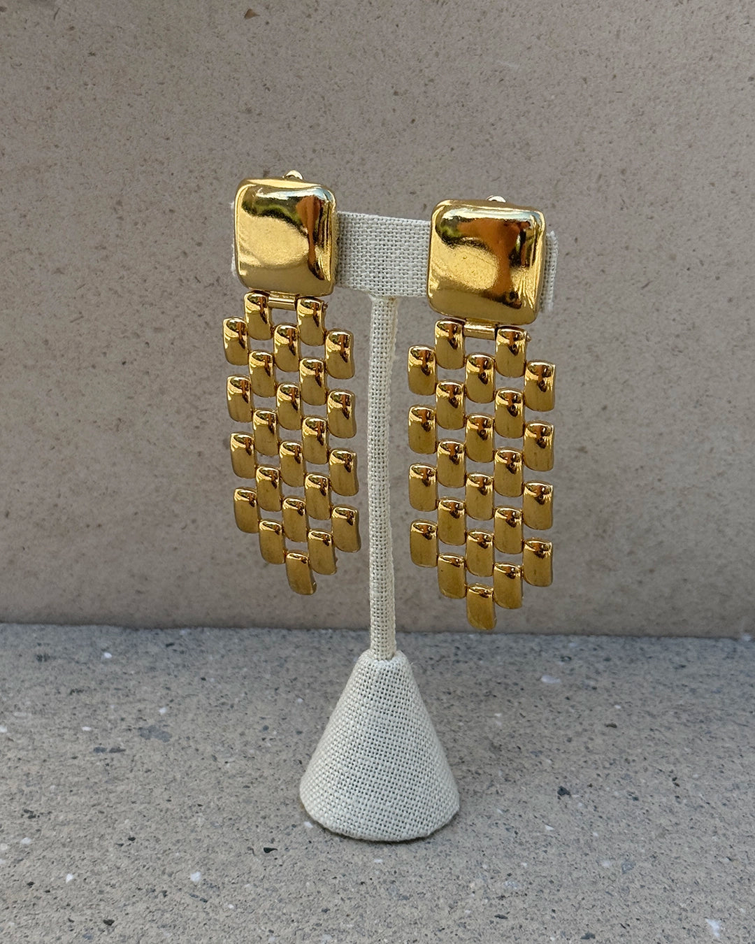 French Vintage 1980s Zoe Coste Gold Chain Earrings