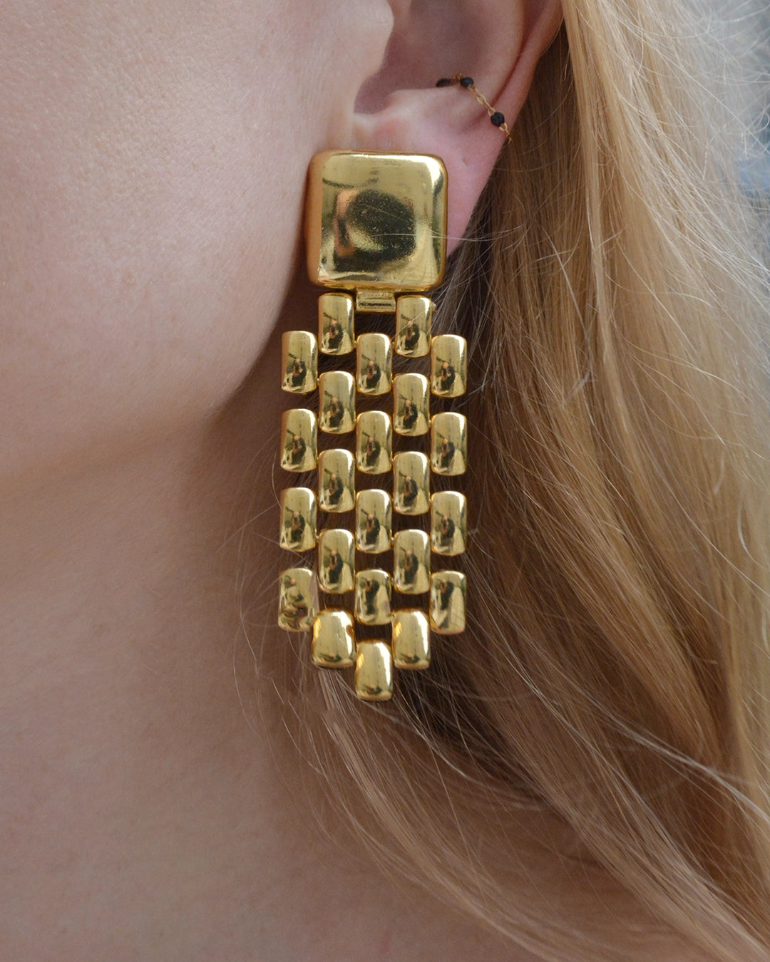 French Vintage 1980s Zoe Coste Gold Chain Earrings