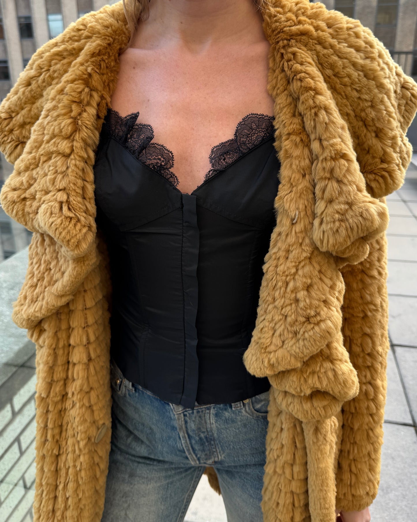 Vintage Sonia Rykiel Knit Rabbit Fur Duster Coat