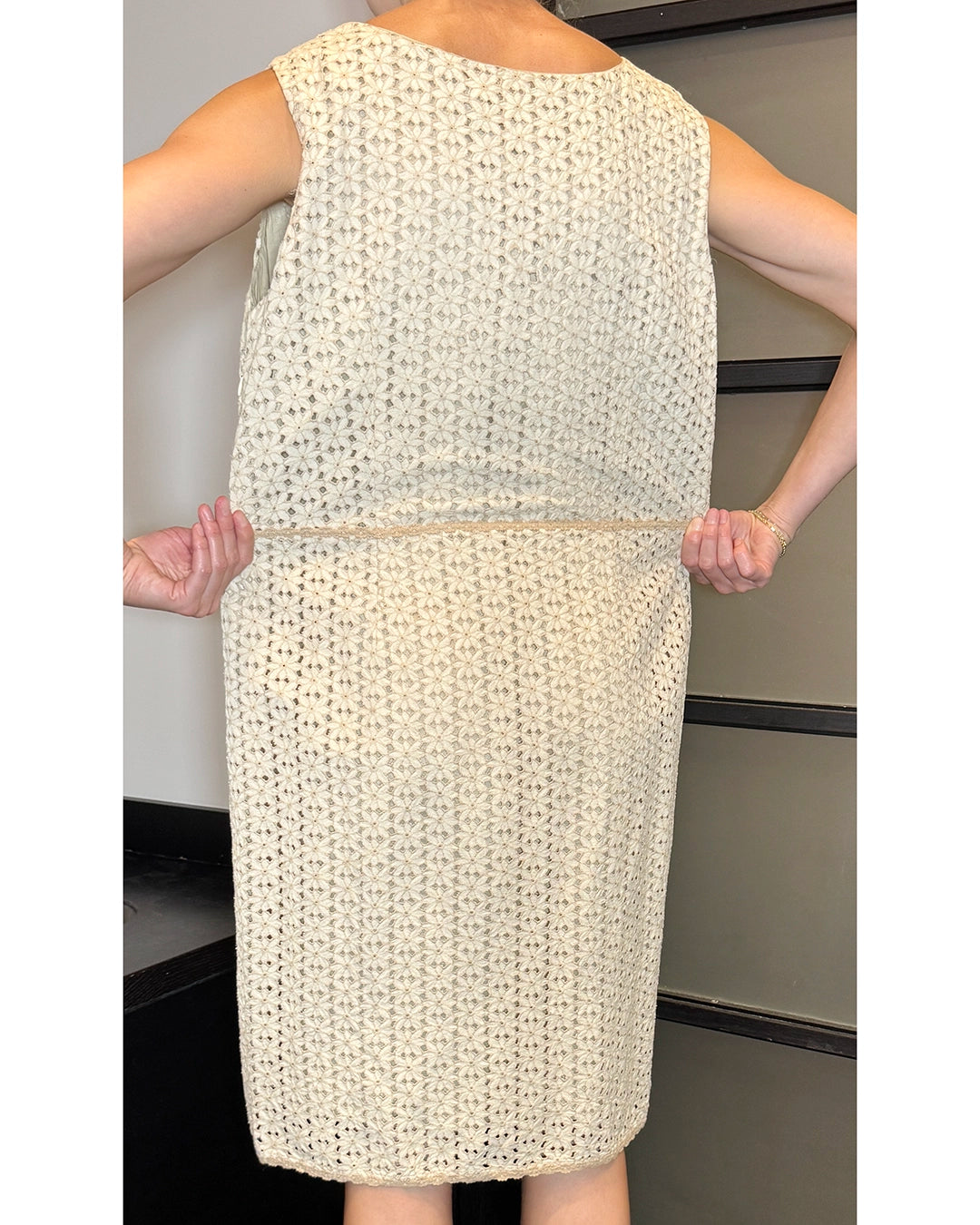 Vintage Surplice Neckline Cotton Eyelet Dress