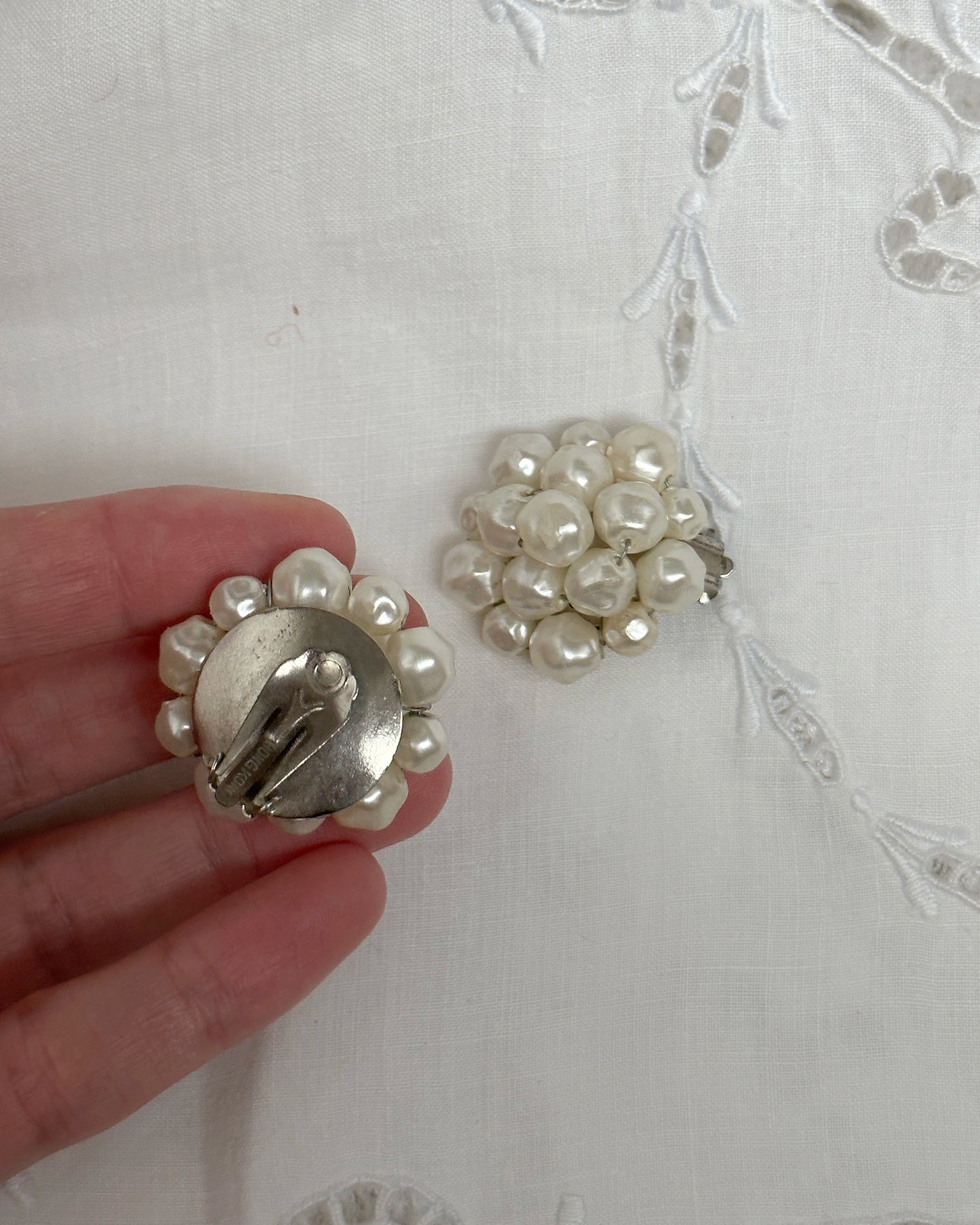 Vintage 1960s Baroque Pearl Cluster Earrings