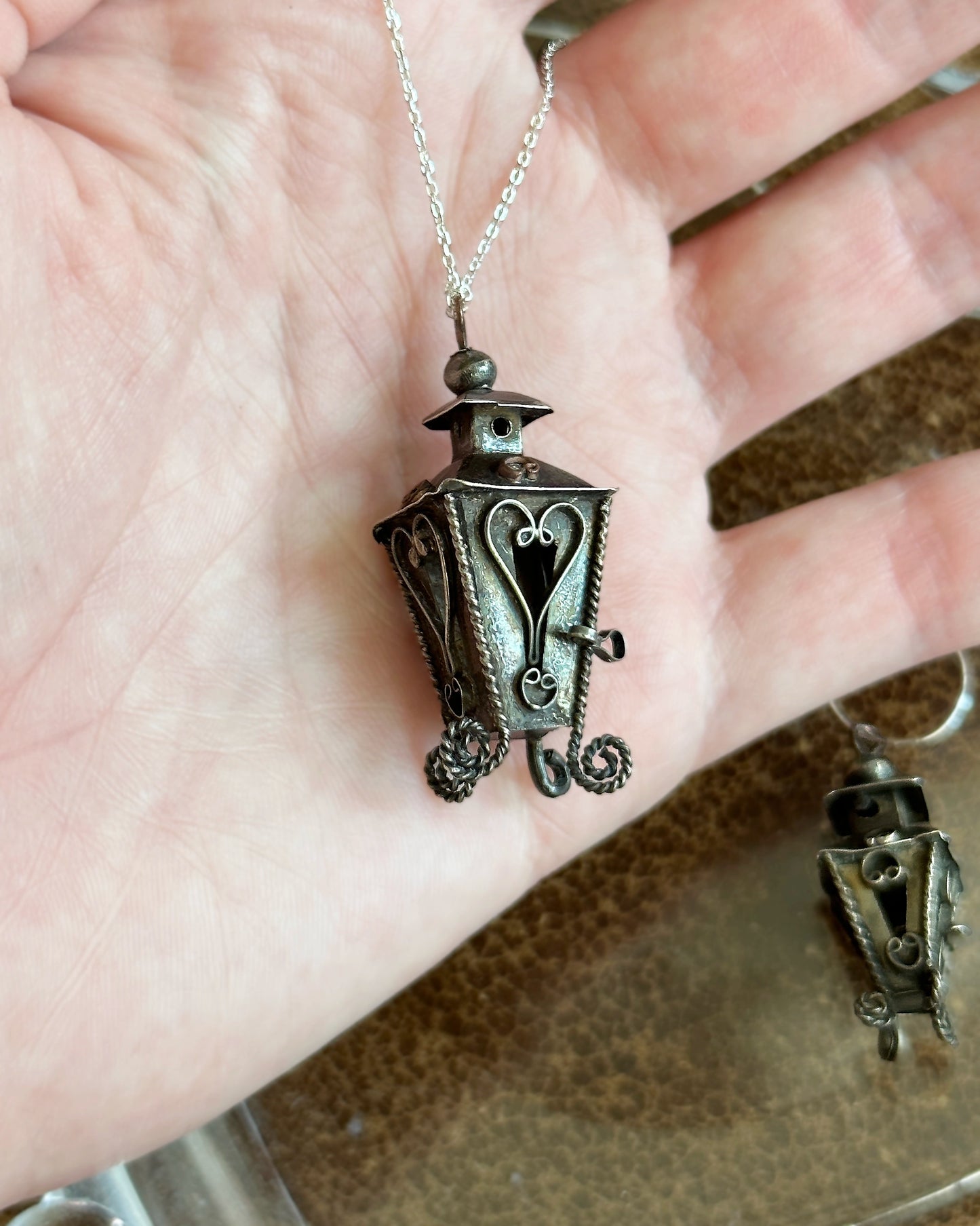 1940s Artisanal Mexican Silver Birdcage Parue